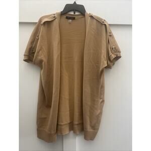 Cable & Gauge Open Cardigan Short Sleeve Size Medium Camel Color